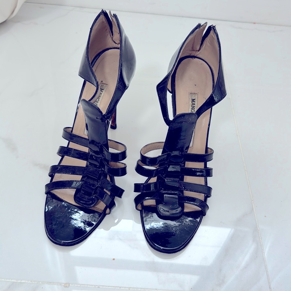 8 ,38 gladiator heel patent leather